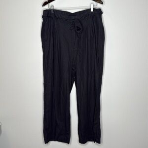 Old Navy High-Waisted Linen-Blend Cropped Wide-Leg Pants in Black Size XL Tall